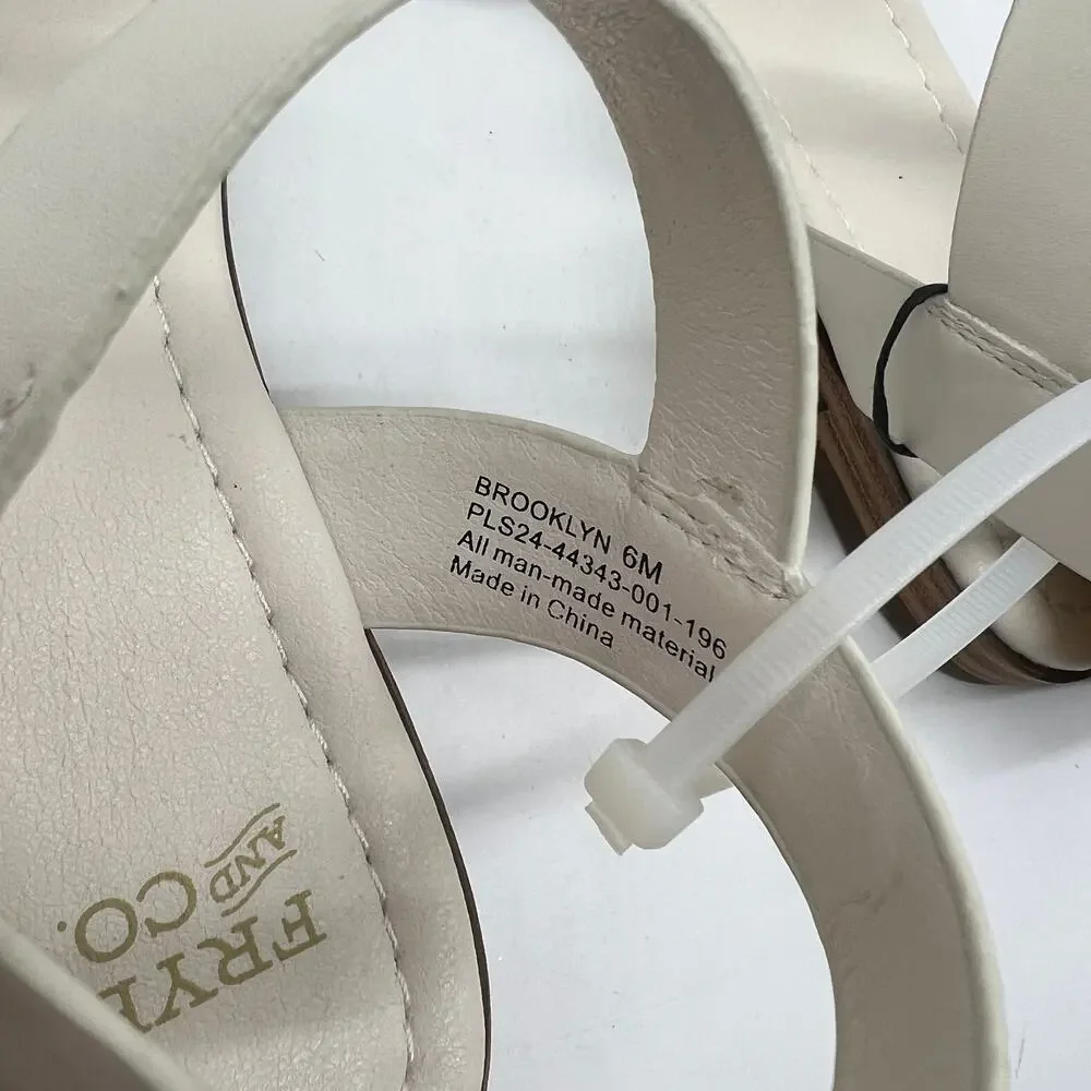 Frye and Co. Womens Brooklyn Adjustable Strap Flat Sandals Cream Size 6M